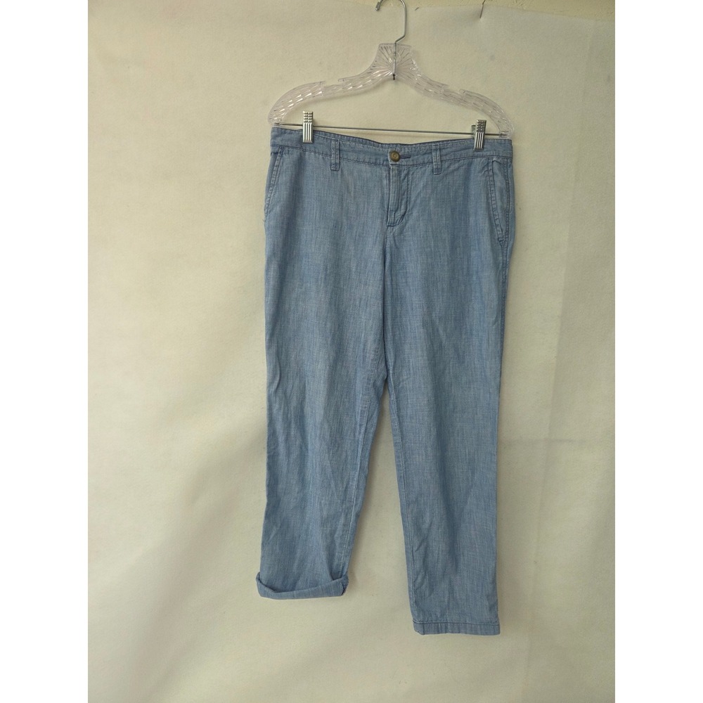 Gap Girlfriend Chino Pants Womens 6/28R Light Blue Chambray Cotton 362687-00